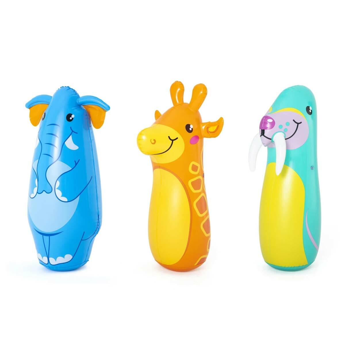 Bestway® Sevimli Hayvanlar Şişme Sulu Hacıyatmaz 89 cm | Hareketli Bop Bag Oyun Arkadaşı | Eğlenceli Hayvan Figürlü Hacıyatmaz