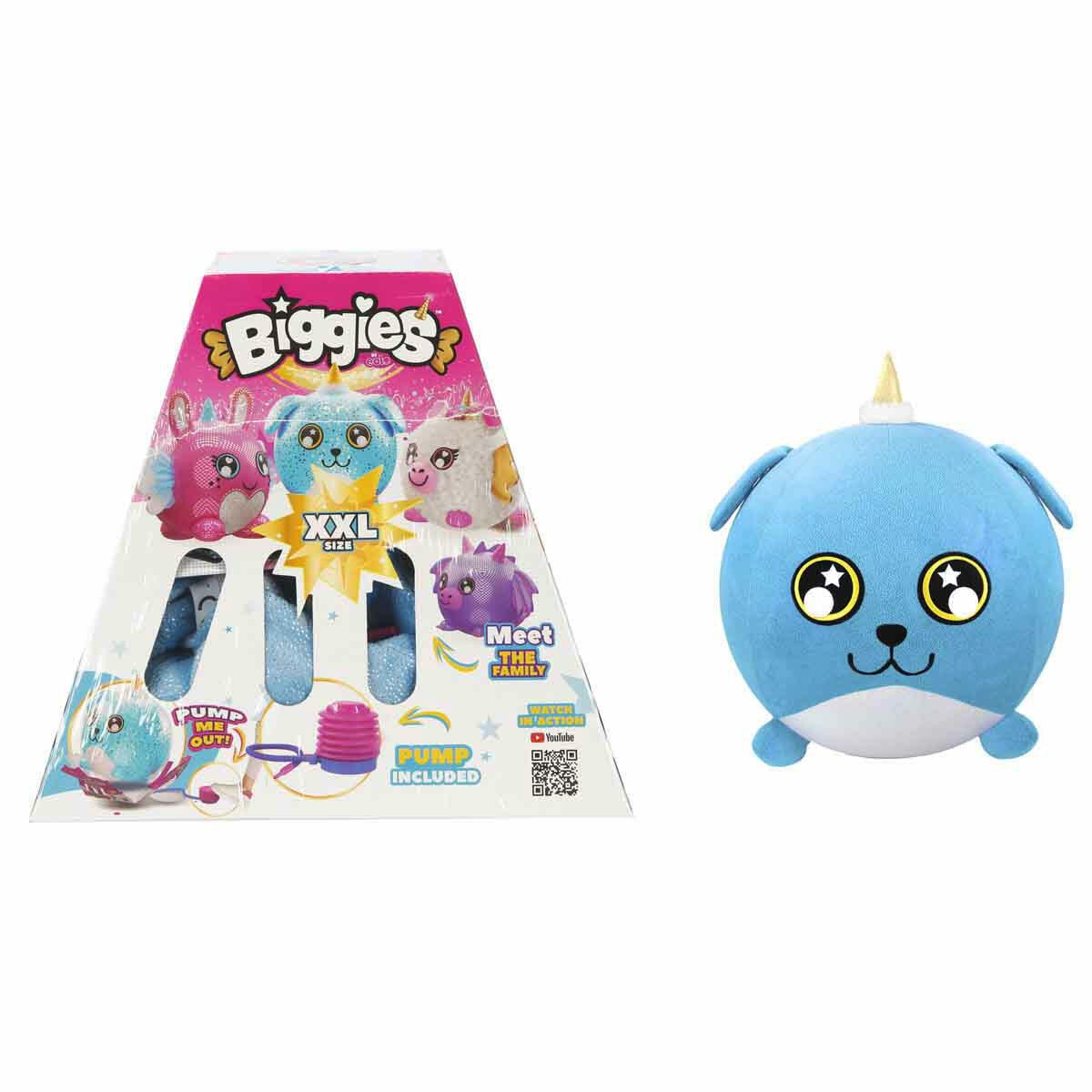 Biggies Şişme Peluş Köpek XXL | Dev Boy Mega Peluş Top | 45 cm Şişirilebilir ve Kucaklanabilir İnteraktif Figür | Pompa Dahil Sürpriz Paket