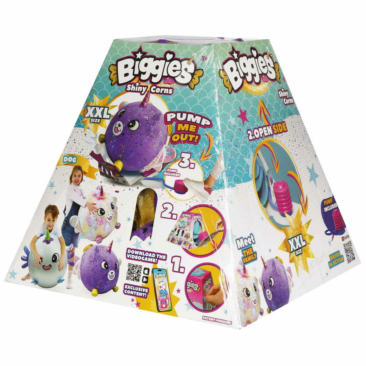 Şişme Peluş Mor Köpek XXL Shiny Corns S2 | 10 Kat Büyüyen Devasa Pelüş Arkadaş ve Şişirme Pompalı Set