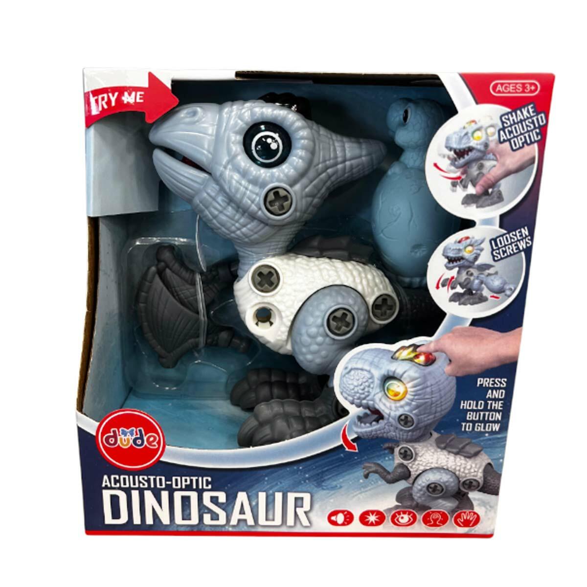 Sök-Tak Sesli Işıklı Oyuncak Dinazor | Eğitici Montaj Seti | Tornavidalı Parçalara Ayrılabilir Dinozor