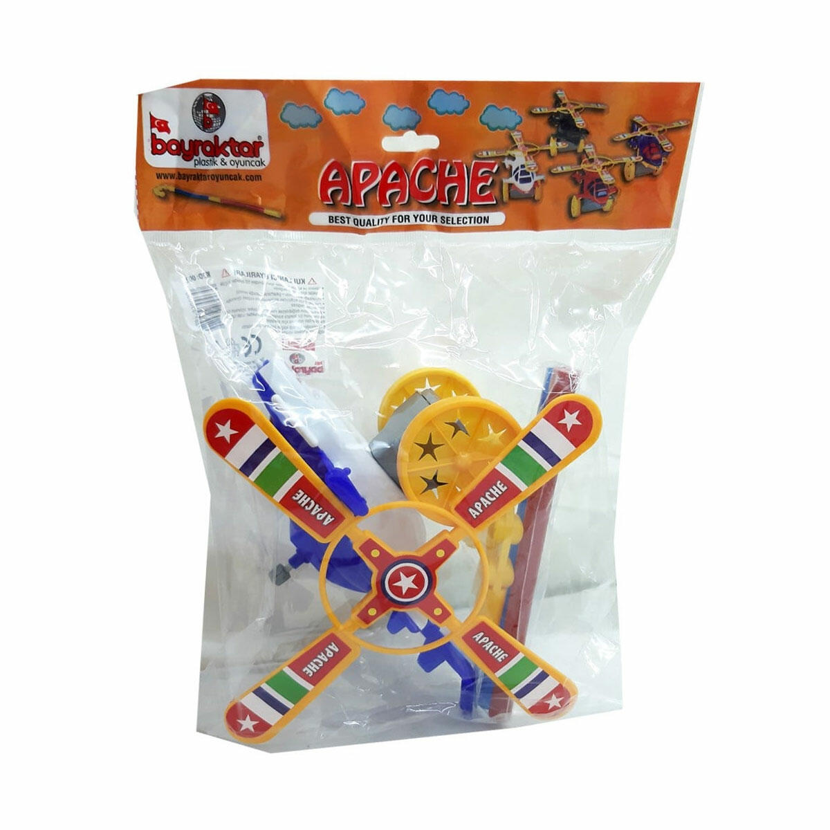 Sopalı Apachie Helikopter (35 cm) | Yürümeyi ve Koşmayı Eğlenceli Hale Getiren Pervanesi Dönen Oyuncak