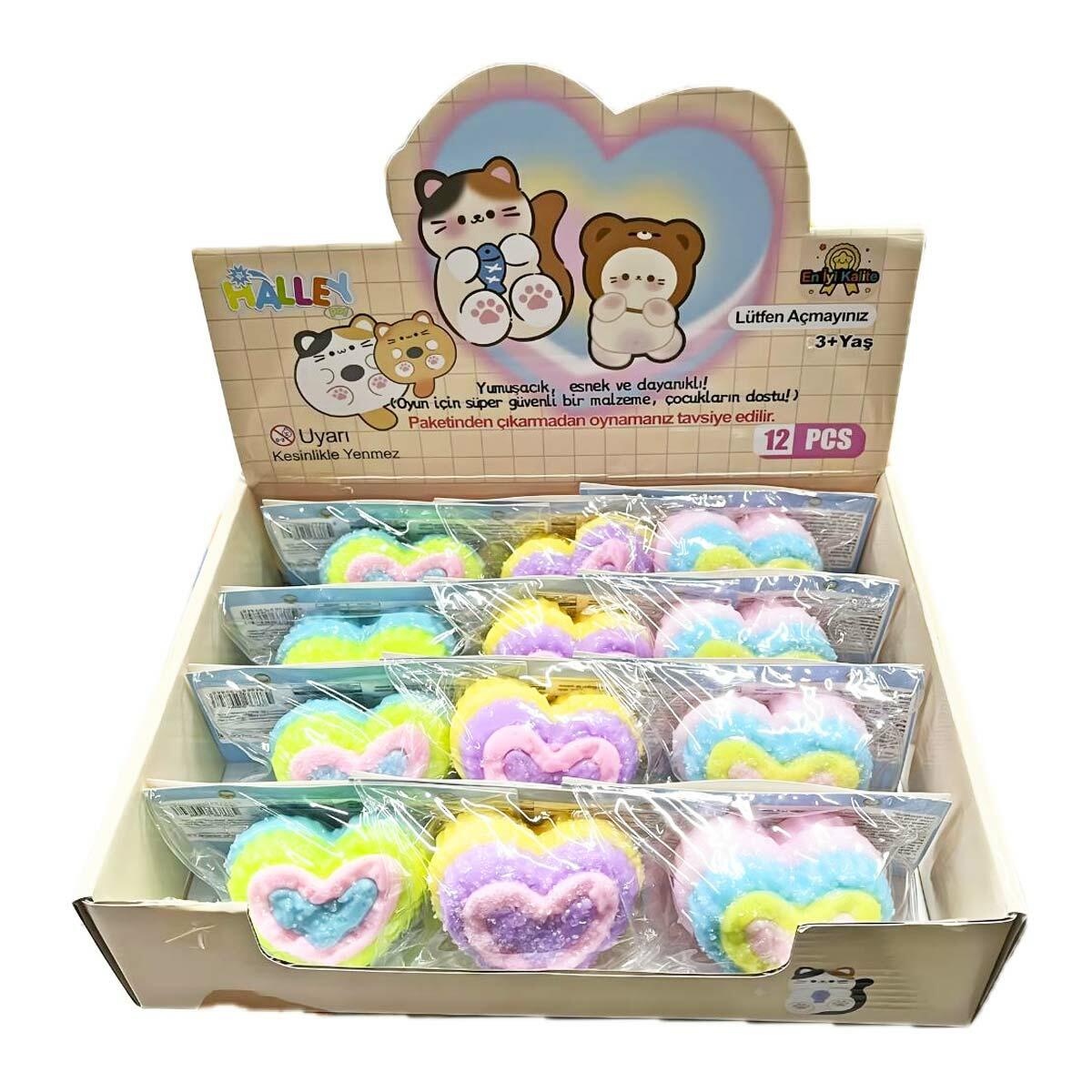 Squishy Kalp Şeklinde Waffle | Rengarenk Katmanlı Kalp Tasarımı | Yumuşak Doku Antistres Sukuşi