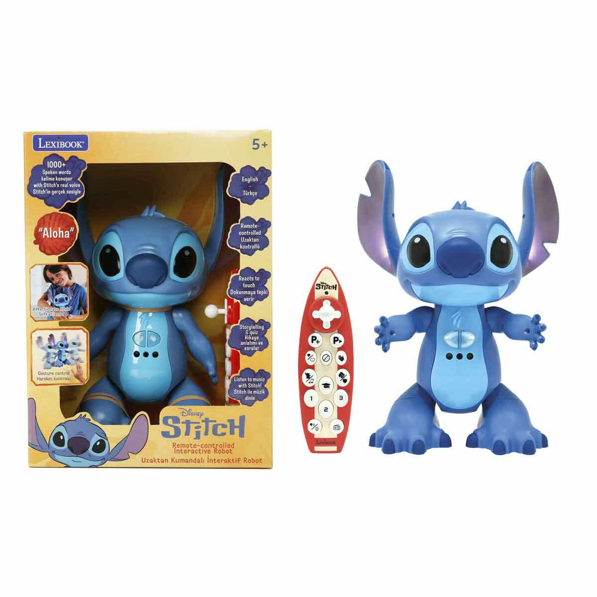 Disney Stitch Sesli Ve Işıklı Uzaktan Kumandalı İnteraktif Robot | 1000+ Kelime Konuşan Stitch Figürü | Türkçe Ve İngilizce Eğitici Robot