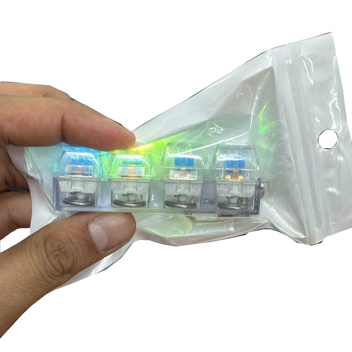 Stres Giderici Işıklı Klavye Anahtarlık | 4'lü Mekanik Mavi Switch Fidget | LED Işıklı Tuş Tıklatıcı