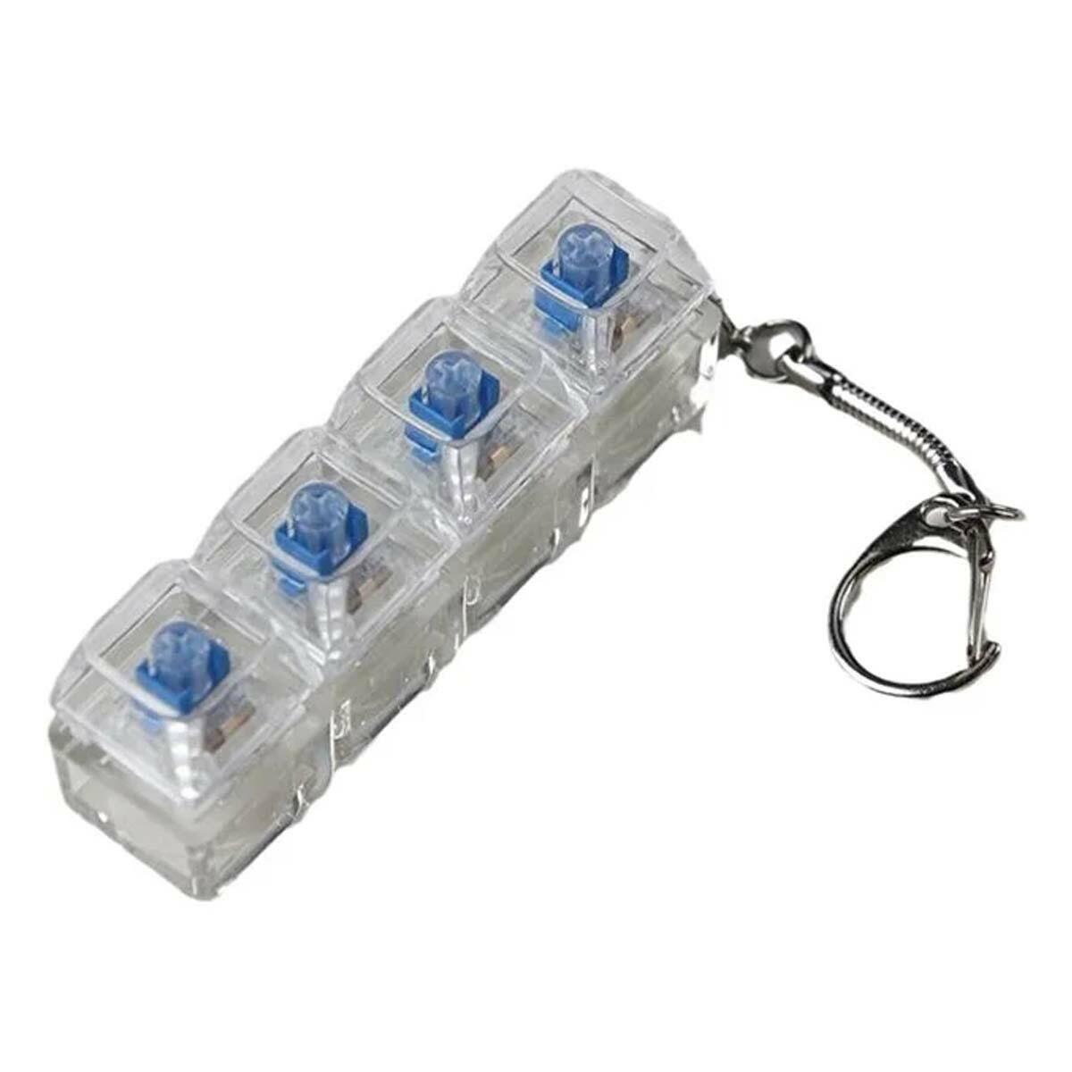 Stres Giderici Işıklı Klavye Anahtarlık | 4'lü Mekanik Mavi Switch Fidget | LED Işıklı Tuş Tıklatıcı