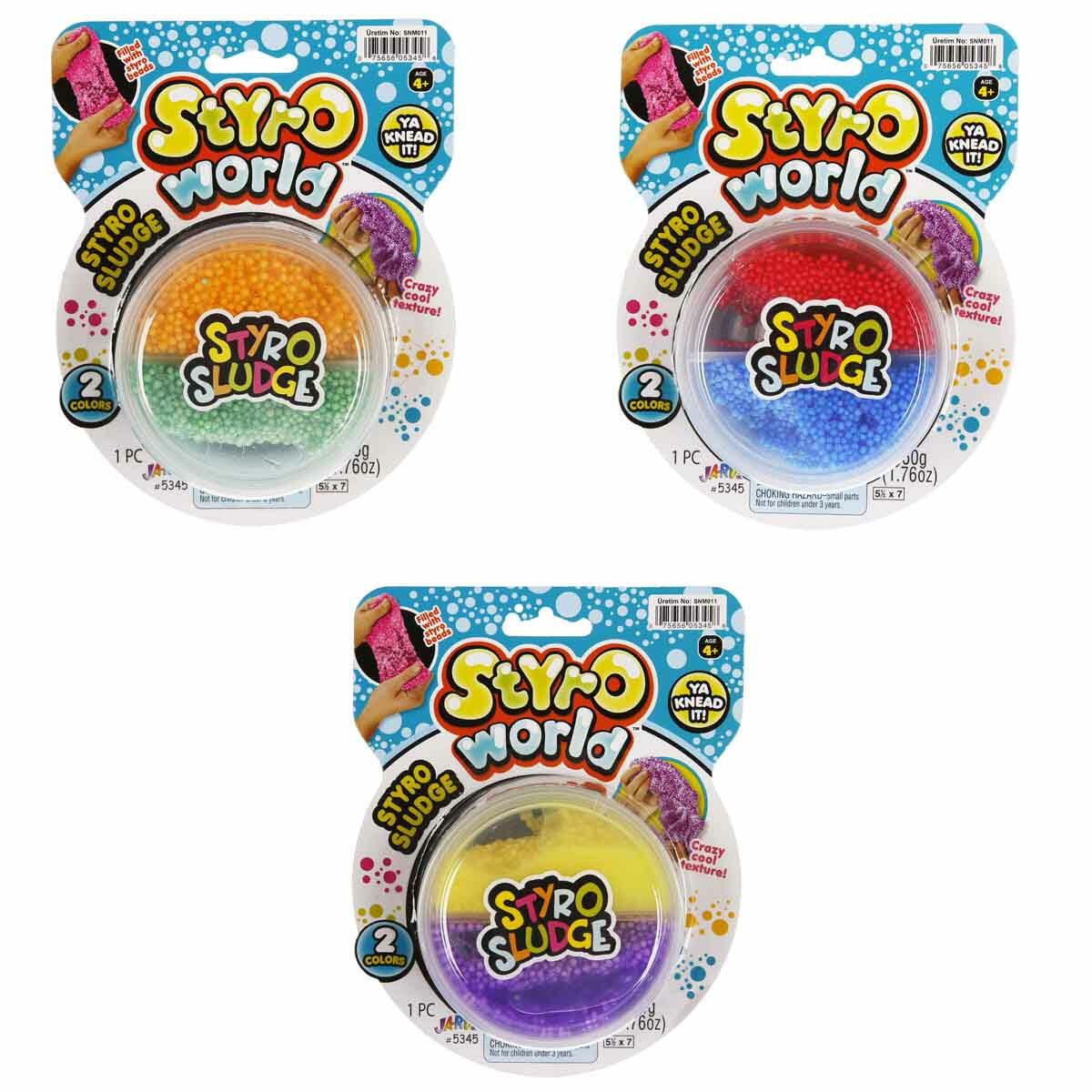 Styro World Köpük Slime 50 gr | Çift Renkli Çıtırdayan Slime | Rahatlatıcı ve Esnek Duyusal Oyun Jeli