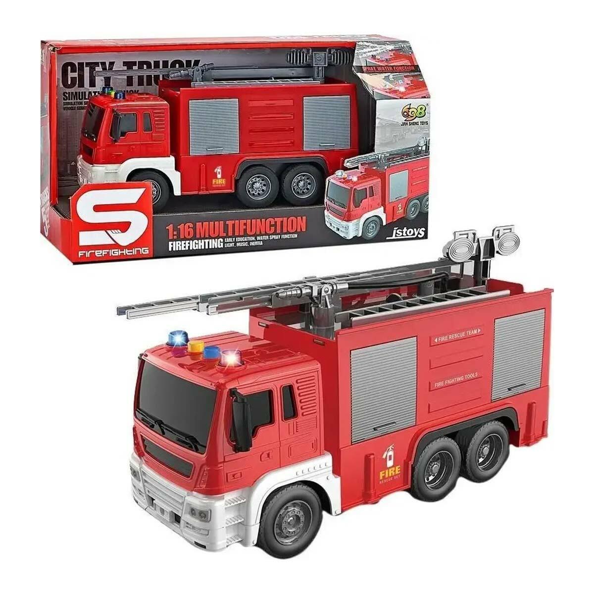 Su Atan 1:16 Sesli ve Işıklı Yangın Söndürme Aracı | 23 CM İnteraktif İtfaiye Kamyonu