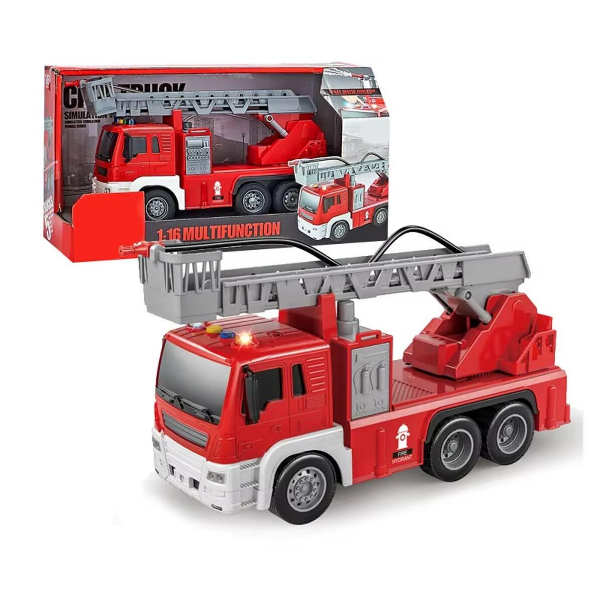 Su Atan 1:16 Sesli ve Işıklı Yangın Söndürme Aracı | 23 CM İnteraktif İtfaiye Kamyonu