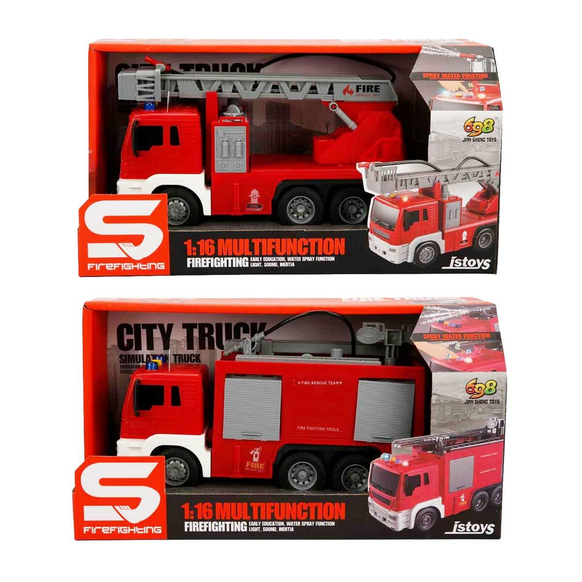 Su Atan 1:16 Sesli ve Işıklı Yangın Söndürme Aracı | 23 CM İnteraktif İtfaiye Kamyonu