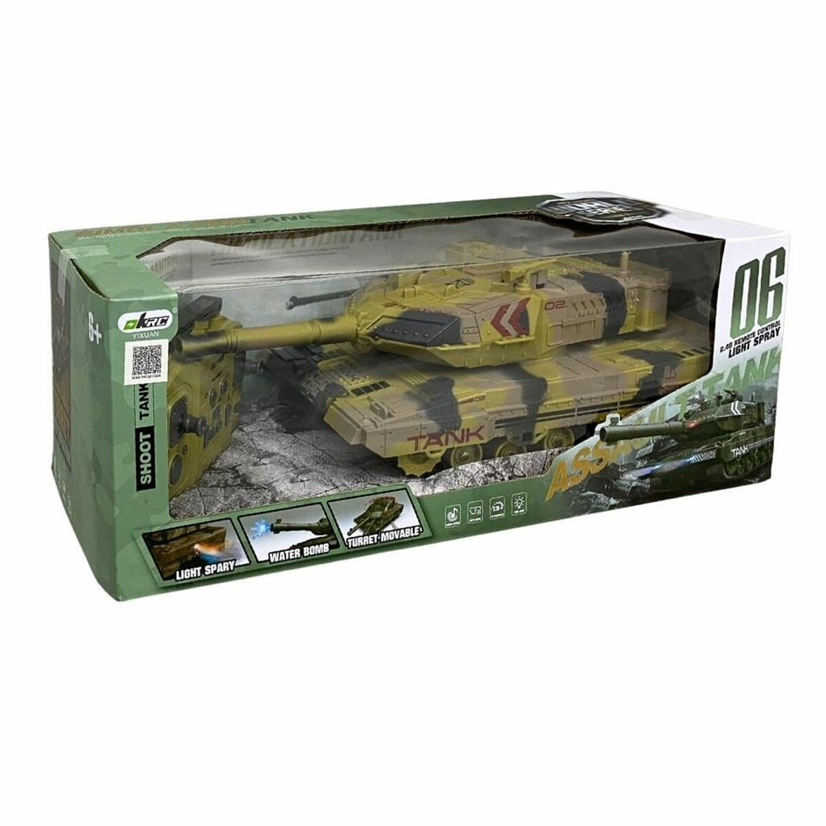 Uzaktan Kumandalı Su Bombası Atan Savaş Tankı | Buhar Püskürtmeli Sesli RC Tank | 360° Hareketli Şarjlı Muharebe Aracı