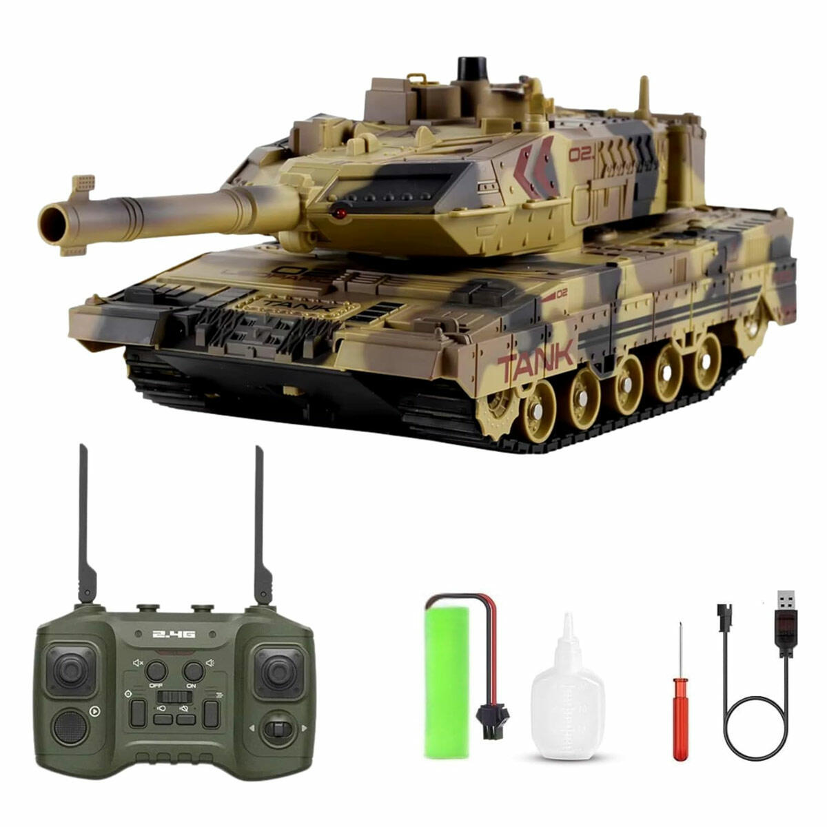 Uzaktan Kumandalı Su Bombası Atan Savaş Tankı | Buhar Püskürtmeli Sesli RC Tank | 360° Hareketli Şarjlı Muharebe Aracı