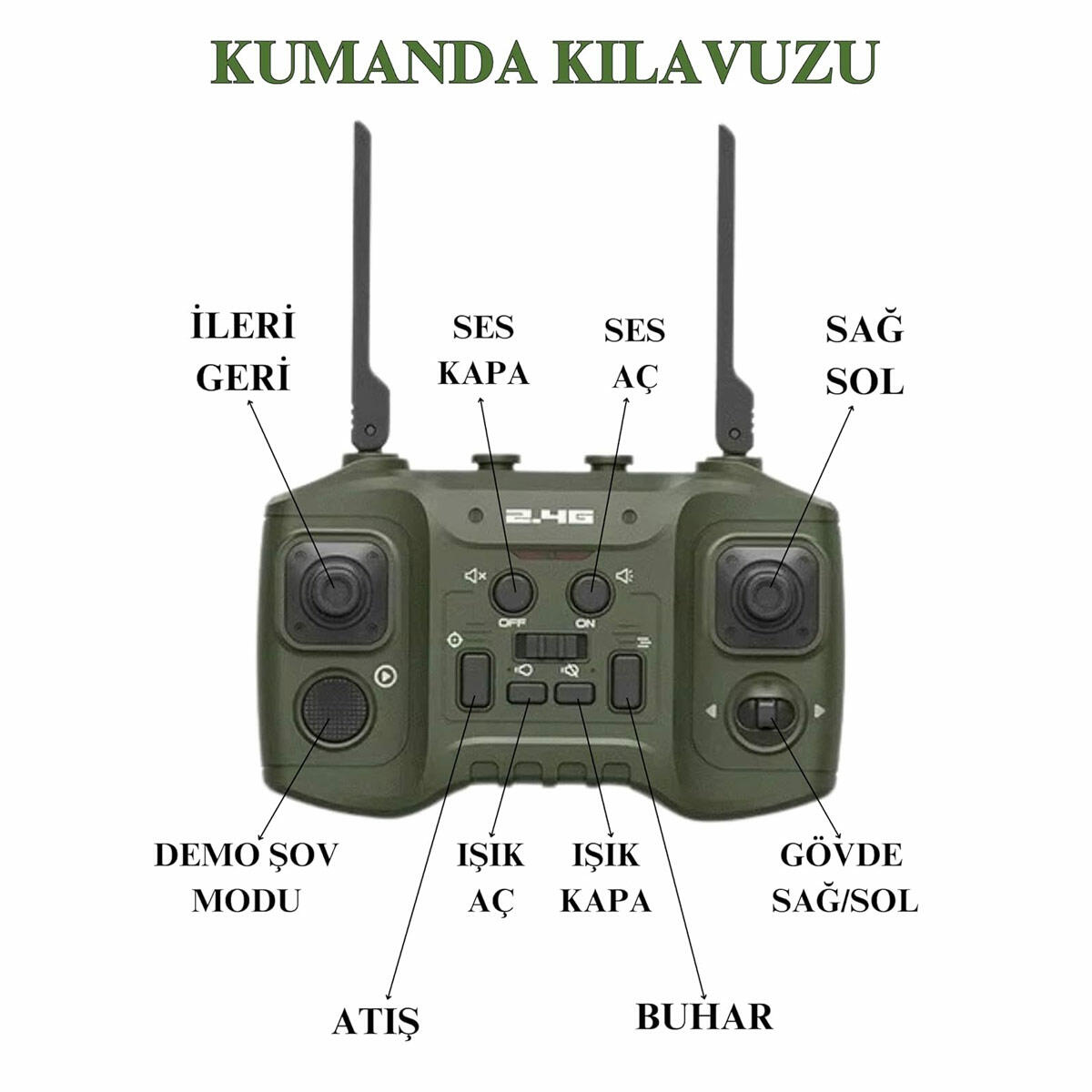 Uzaktan Kumandalı Su Bombası Atan Savaş Tankı | Buhar Püskürtmeli Sesli RC Tank | 360° Hareketli Şarjlı Muharebe Aracı
