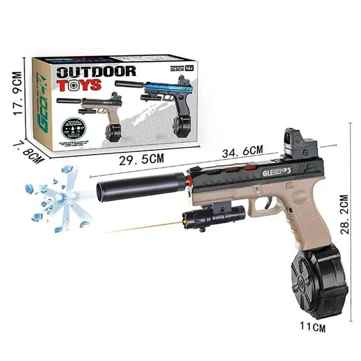 Su Boncuğu Atan Şarjlı Glock Jel Blaster | 24 Metre Menzilli Full Set