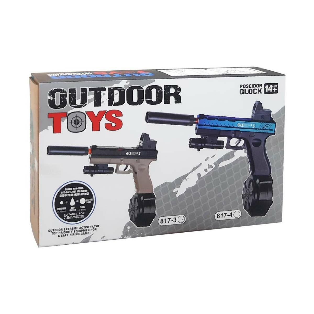 Su Boncuğu Atan Şarjlı Glock Jel Blaster | 24 Metre Menzilli Full Set