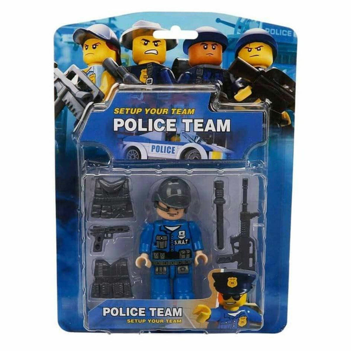 Süper Polis Mini Figür Oyun Seti | 9 cm Hareketli Polis Figürü | Aksesuarlı ve Kasklı Şehir Koruyucu Seti