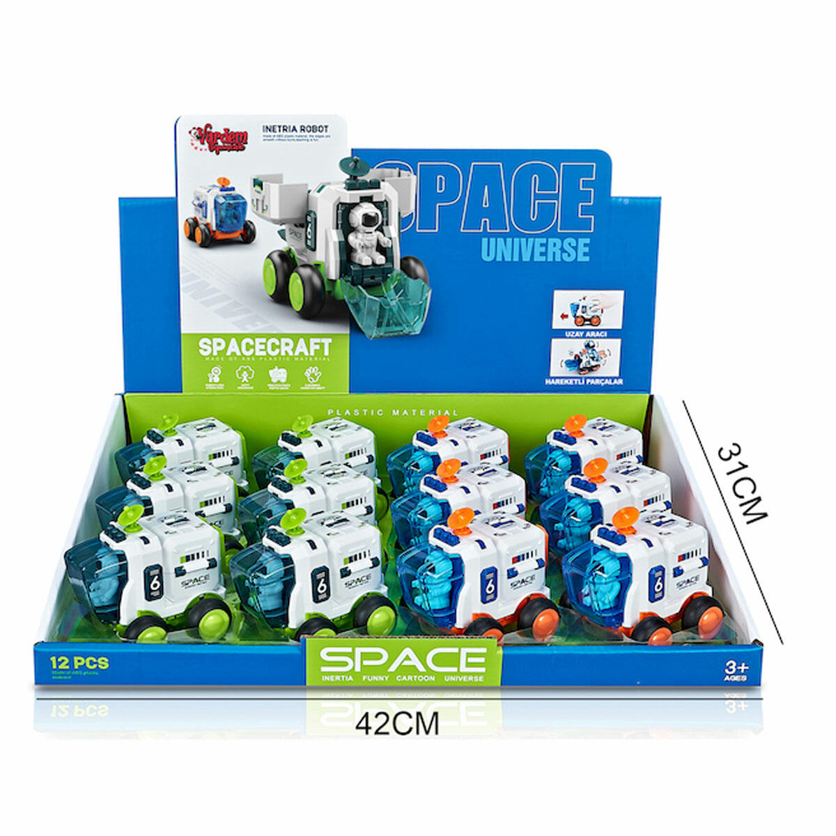 Sürtmeli Astronotlu Uzay Aracı (9,5x7,5x9 cm) | Açılabilir Parçalarla Rol Yapma Oyuncakları