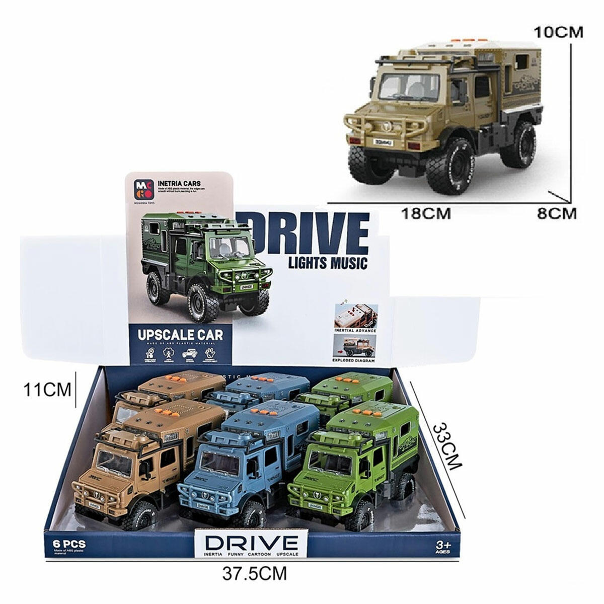 Sürtmeli Işıklı Müzikli Lüks Off-Road Karavan | 18 cm İnteraktif Kamp Aracı | Detaylı Karavan Oyuncağı