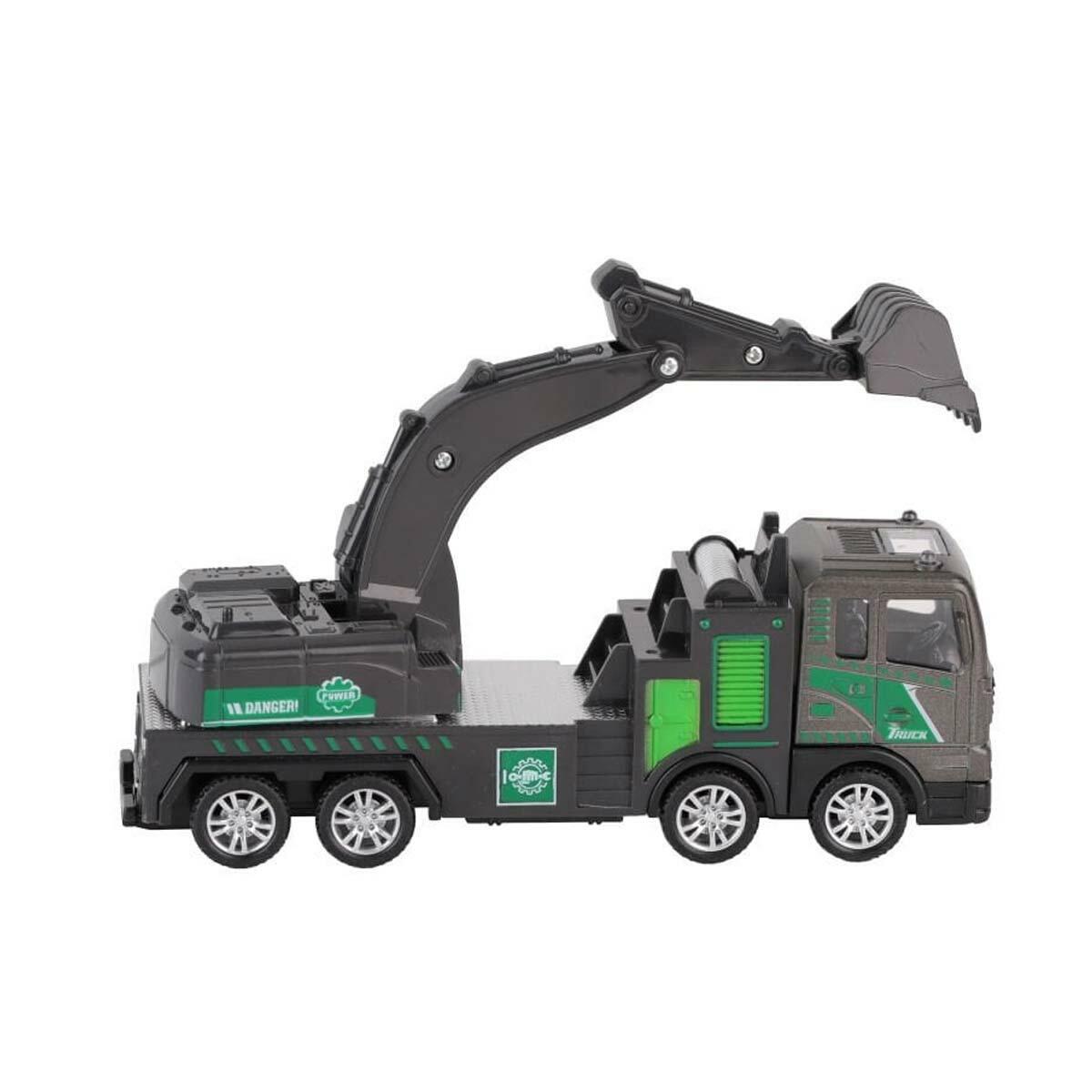 Sürtmeli Metal 1:50 Füme Vinç ve Ekskavatör | Koleksiyonluk İş Makineleri | 17 CM Metal Gövdeli Şantiye Serisi