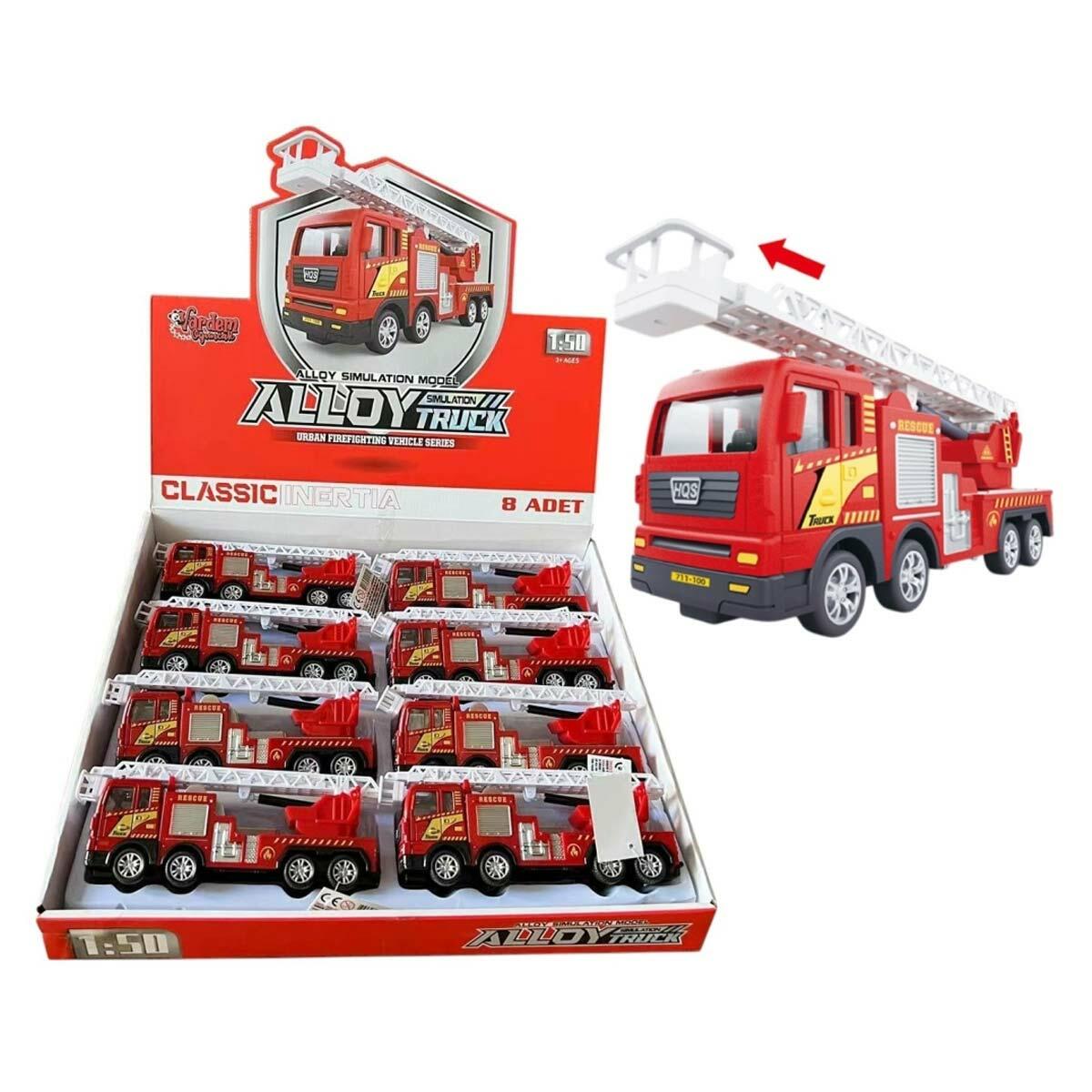 Sürtmeli Metal 1:50 Merdivenli Kurtarma Aracı | 17 CM Model Araç | Feyza Oyuncak Koleksiyon Serisi