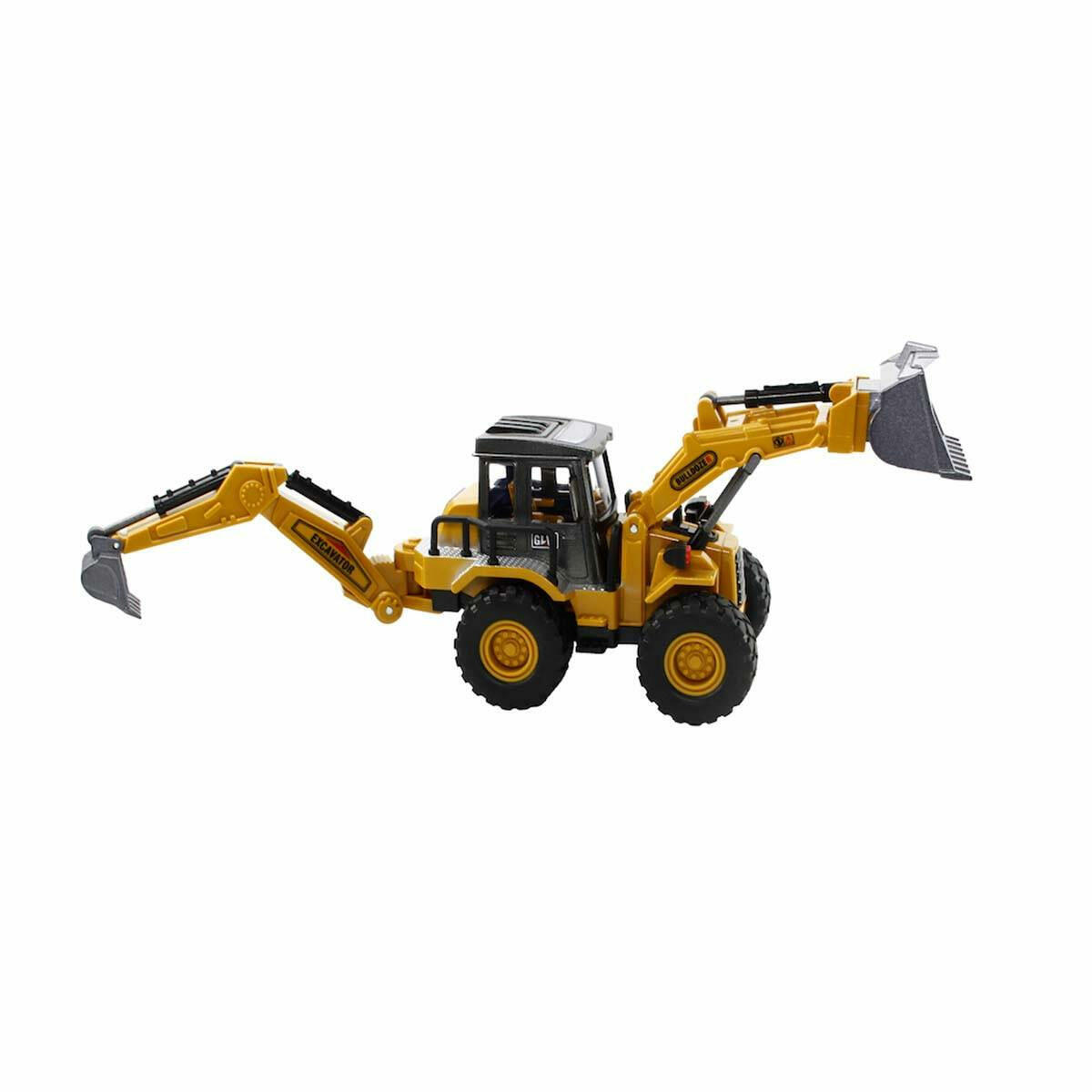 Sürtmeli Metal İnşaat Aracı 1:55 Kazıcı Yükleyici | Metal Gövdeli, Hareketli ve Sürtmeli Mekanizmalı İş Makinesi