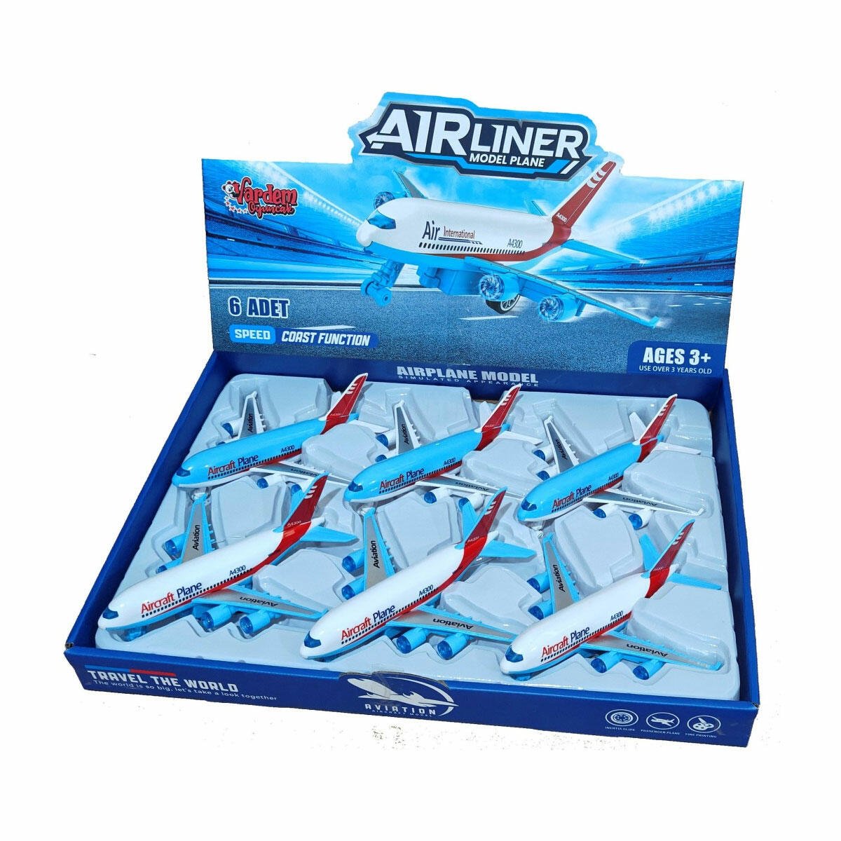 Sürtmeli Yolcu Uçağı A4300 | 16 cm Oyuncak Yolcu Uçağı | Pil Gerektirmeyen Eğitici ve Eğlenceli Hava Aracı