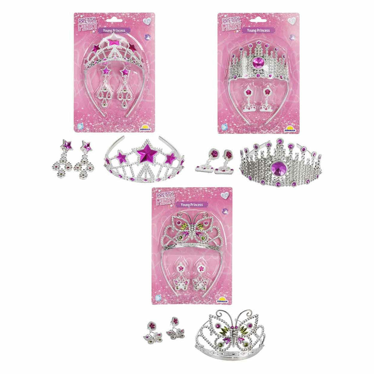 Taç ve Küpe Takı Seti | Işıltılı Prenses Aksesuar Seti | Kostüm Partisi ve Doğum Günü Takı Setleri