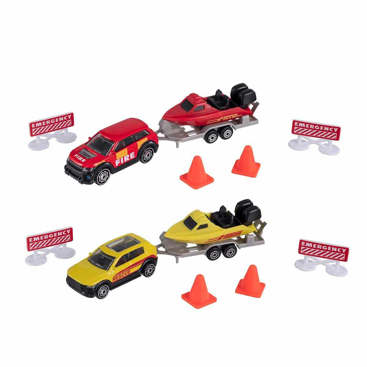 Teamsterz Kurtarma Botu ve Araç Seti | Römorklu İtfaiye ve Cankurtaran Araçları | Eğitici ve Eğlenceli Kurtarma Operasyonu Oyuncağı