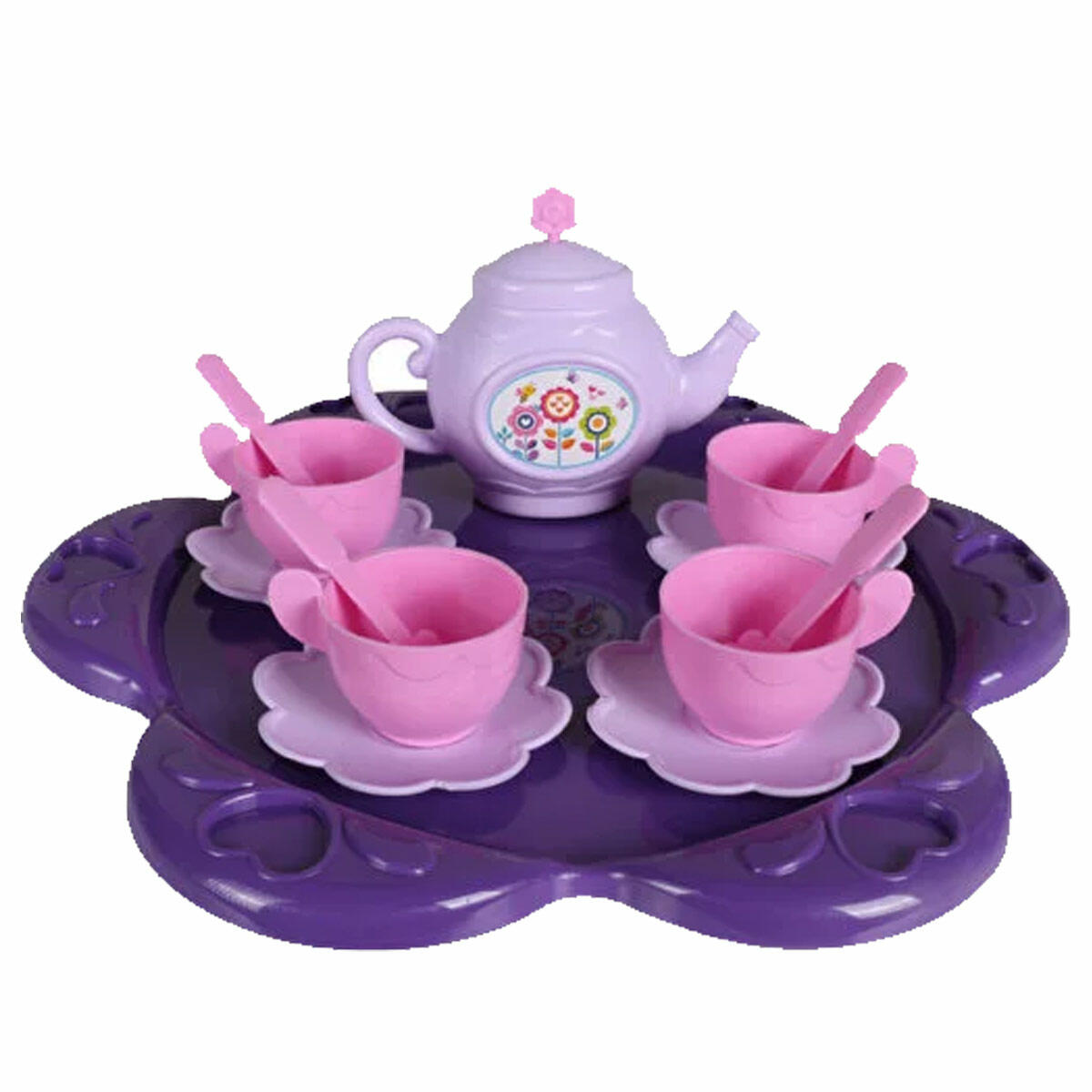 Tepsili 14 Parça Çay Seti | Eğitici Evcilik Oyuncakları | Yerli Üretim Çocuk Mutfak Seti