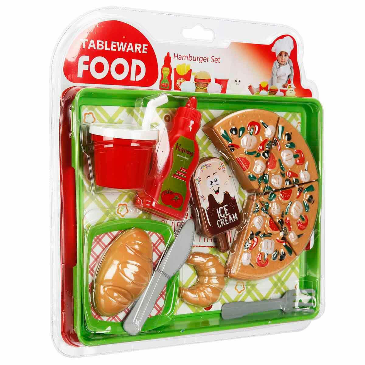 Tepsili Pizza Oyun Seti | Restoran ve Evcilik Oyuncakları | Pizza Dilimleri, Tatlılar ve İçecek Dahil 12 Parça Aksesuarlı Set