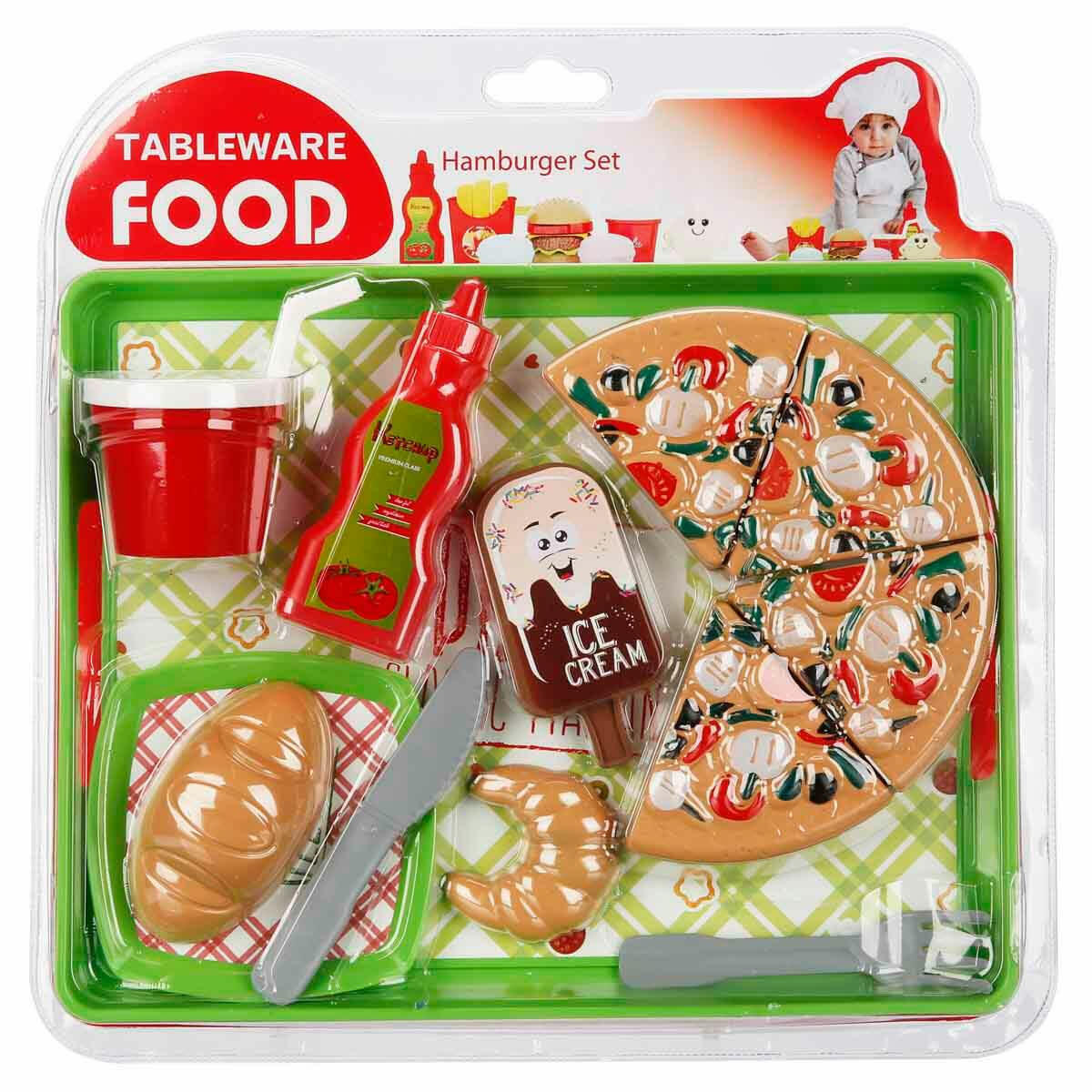 Tepsili Pizza Oyun Seti | Restoran ve Evcilik Oyuncakları | Pizza Dilimleri, Tatlılar ve İçecek Dahil 12 Parça Aksesuarlı Set