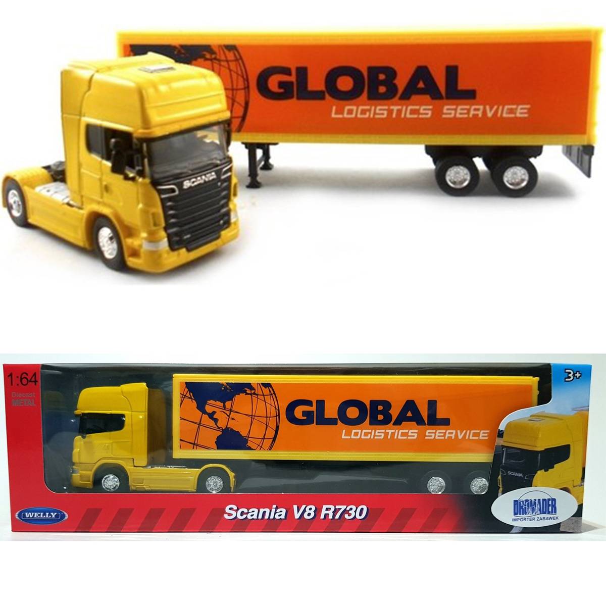 Welly 1:64 Scania R730 Trailer Model Tır