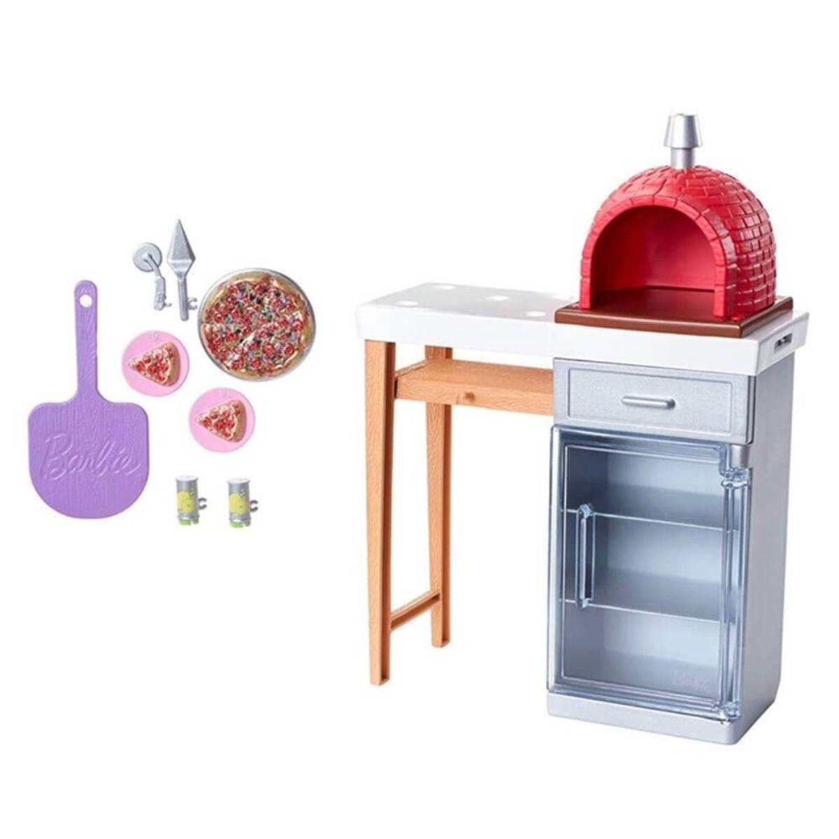 Barbie'nin Ev Dışı Dekorasyon Aksesuarları Pizza Seti
