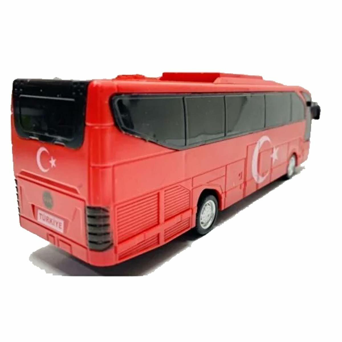 Canem Oyuncak Sürtmeli Türk Bayraklı Otobüs | 23 cm Şehir Otobüsü Modeli | Milli Duygulu Eğitici Sürtmeli Araç