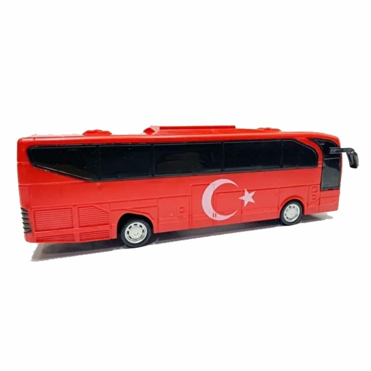 Canem Oyuncak Sürtmeli Türk Bayraklı Otobüs | 23 cm Şehir Otobüsü Modeli | Milli Duygulu Eğitici Sürtmeli Araç