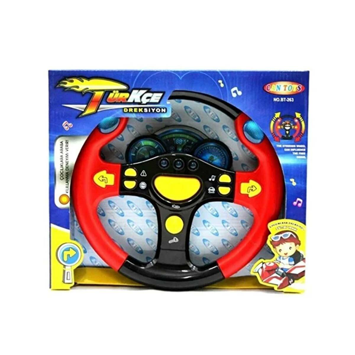 Türkçe Sesli Ve Işıklı Eğitici Oyuncak Direksiyon | 25 cm İnteraktif Sürüş Seti | Sinyalli Ve Turbo Fonksiyonlu Şoför Paneli