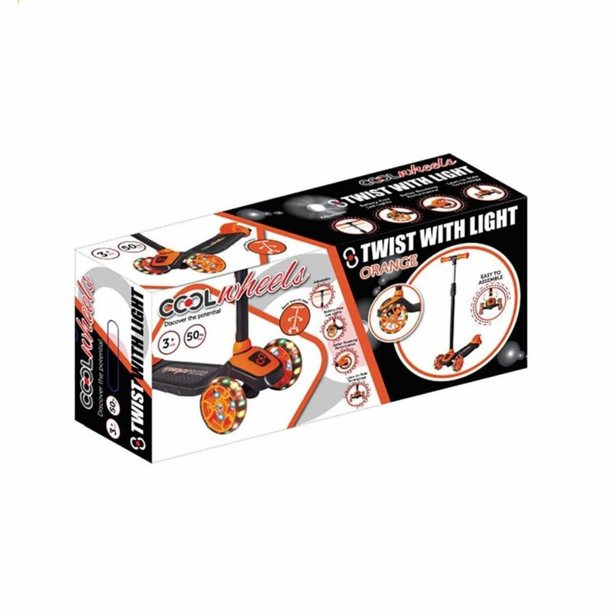 Twist 3 Tekerlekli Işıklı Scooter Turuncu | 50 kg Taşıma Kapasiteli Ayarlanabilir Çocuk Scooterı | Feyza Oyuncak