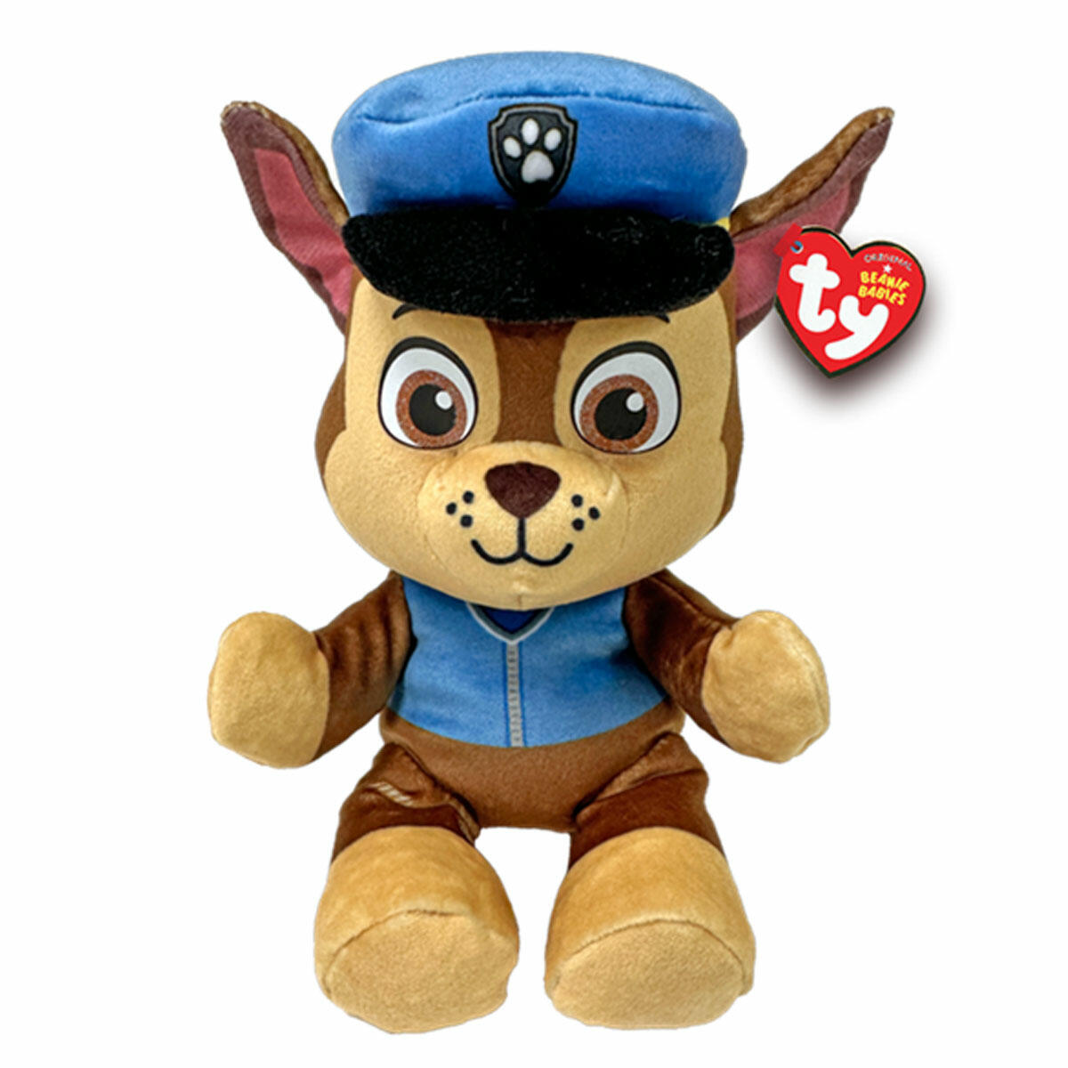 TY Beanie Babies Paw Patrol Chase Peluş | 15-20 cm Yumuşak Chase Polis Köpeği Figürü | Orijinal Ty Kalpli Peluş Oyuncak