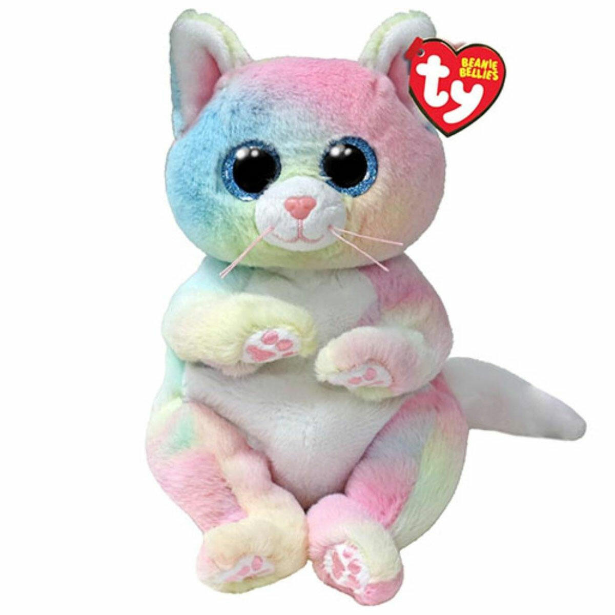 TY Beanie Bellies Jenni Pastel Renkli Kedi 15 cm | Orijinal Lisanslı Peluş | Kalp Etiketli Koleksiyonluk Kedi