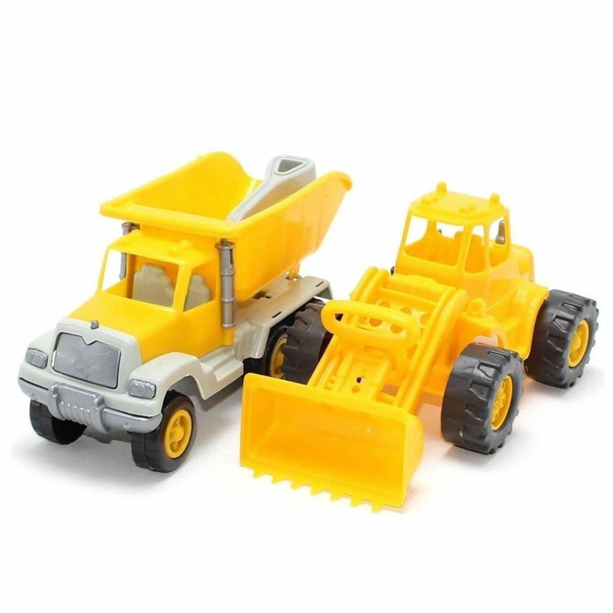 Uçar Kids 2'li İş Makinesi Küçük Set | 2 Adet Yol Yapım Aracı | 26 cm Dayanıklı Plastik İnşaat Araçları Seti