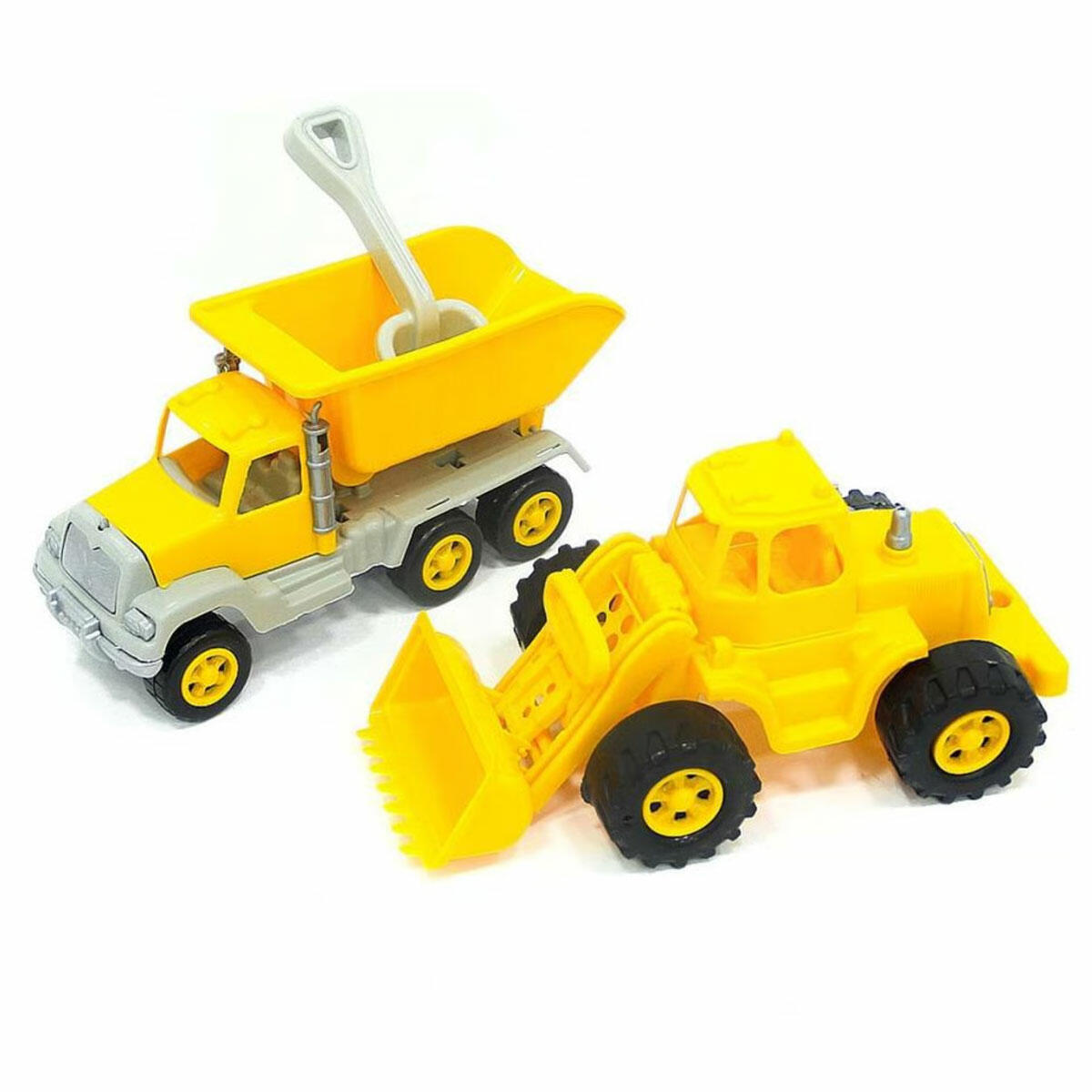 Uçar Kids 2'li İş Makinesi Küçük Set | 2 Adet Yol Yapım Aracı | 26 cm Dayanıklı Plastik İnşaat Araçları Seti