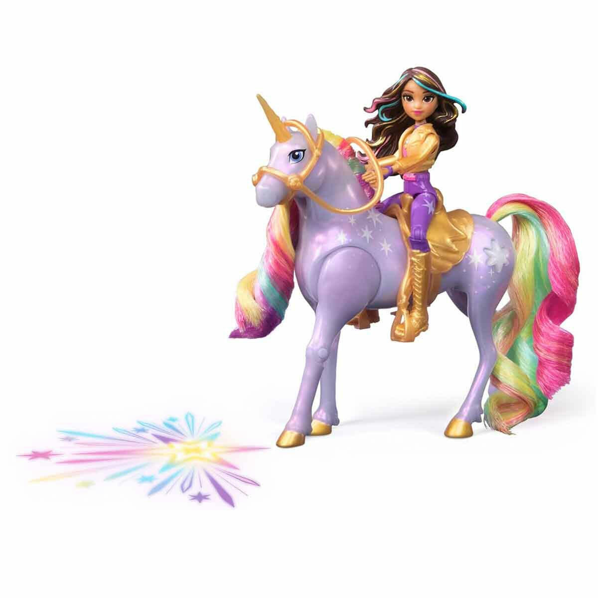 Işıklı Unicorn Academy Sophia ve Sihirli Wildstar Figür Seti | 11 cm Hareketli Sophia ve Yıldız Yansıtan Işıklı Wildstar | Sihirli Dostluk Serisi İnteraktif Figürler