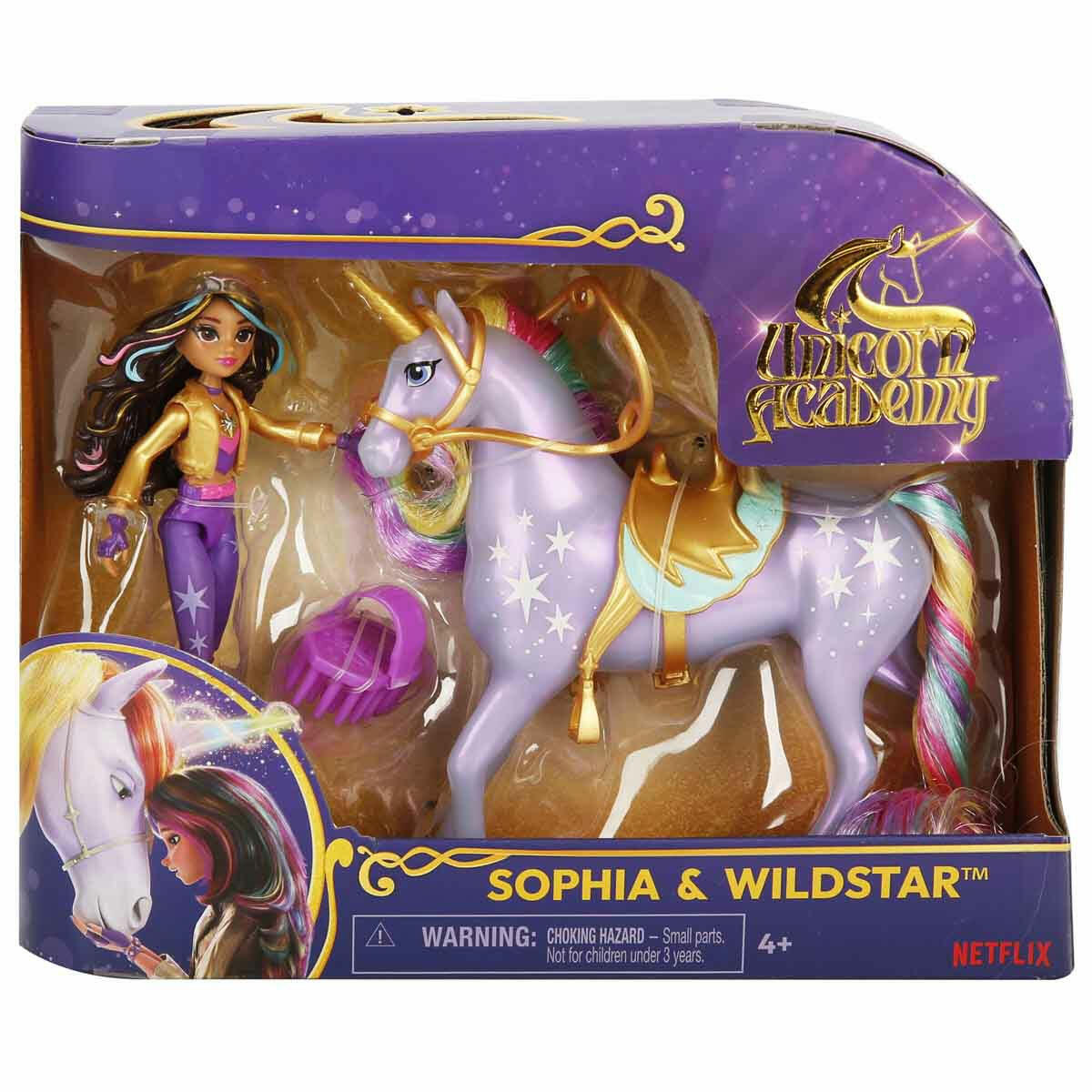 Unicorn Academy Sophia ve Wildstar Figür Seti | 11 cm Sophia ve 12 cm Wildstar | Lisanslı Tekboynuz Adası Macera Seti