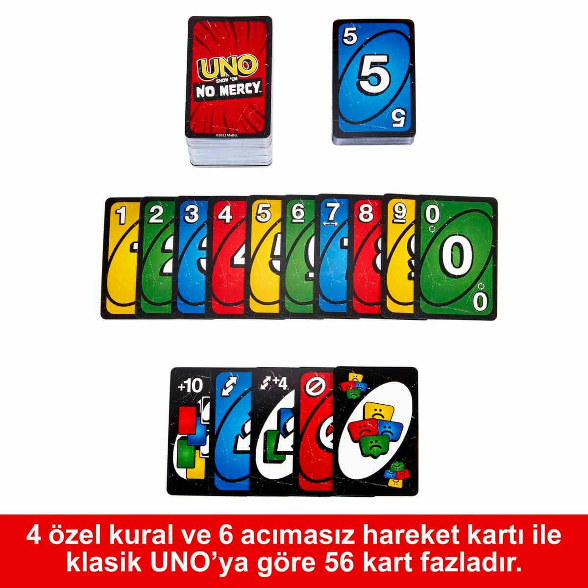 UNO No Mercy Kart Oyunu | Şimdiye Kadarki En Acımasız UNO | 168 Kartlık Dev Set | +10 Kart Çekme ve Merhamet Kuralı ile Amansız Rekabet
