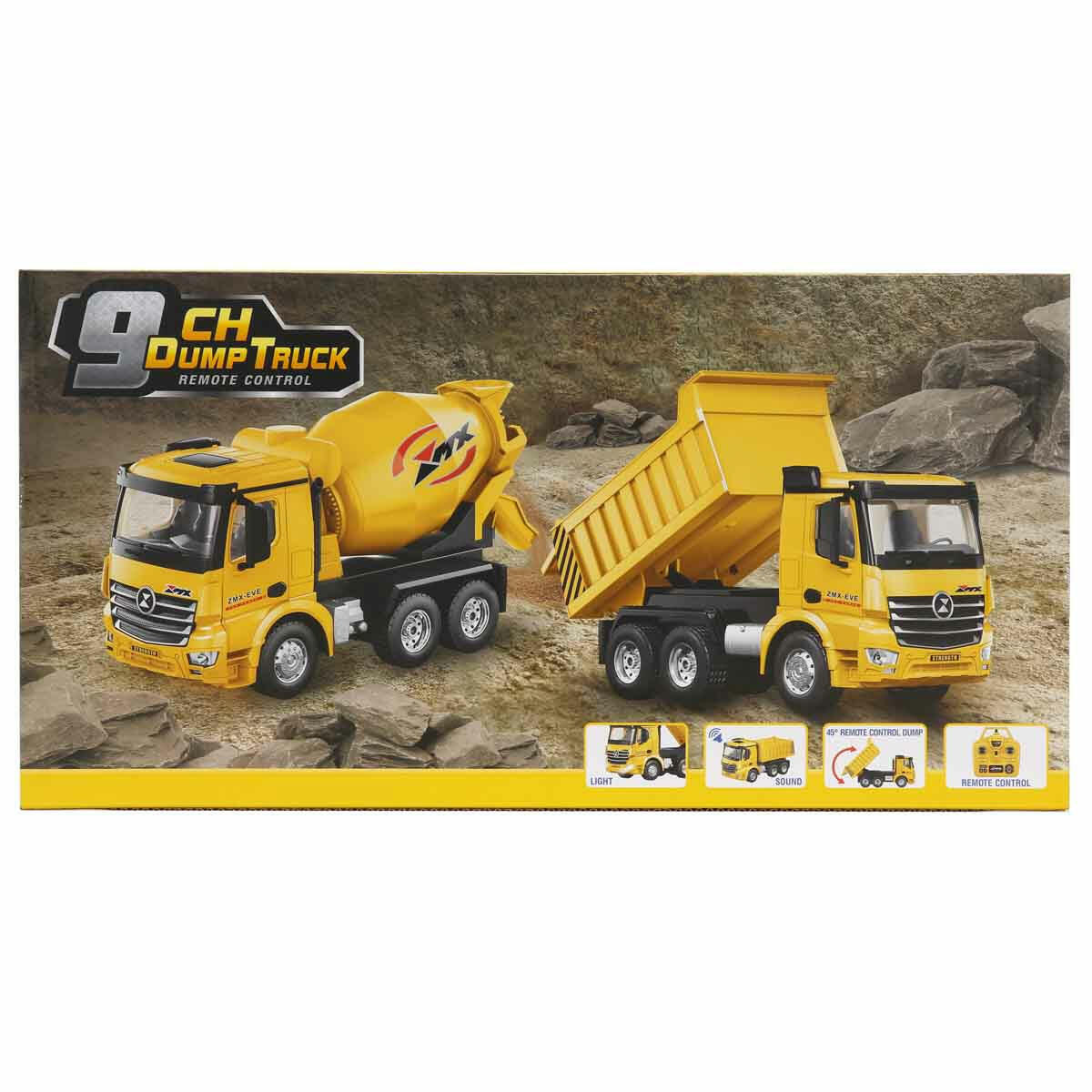 1:18 Sesli ve Işıklı USB Şarjlı Uzaktan Kumandalı Damperli Kamyon | 2.4 GHz Profesyonel İnşaat Aracı | Hareketli Damperli Şarjlı RC Kamyon