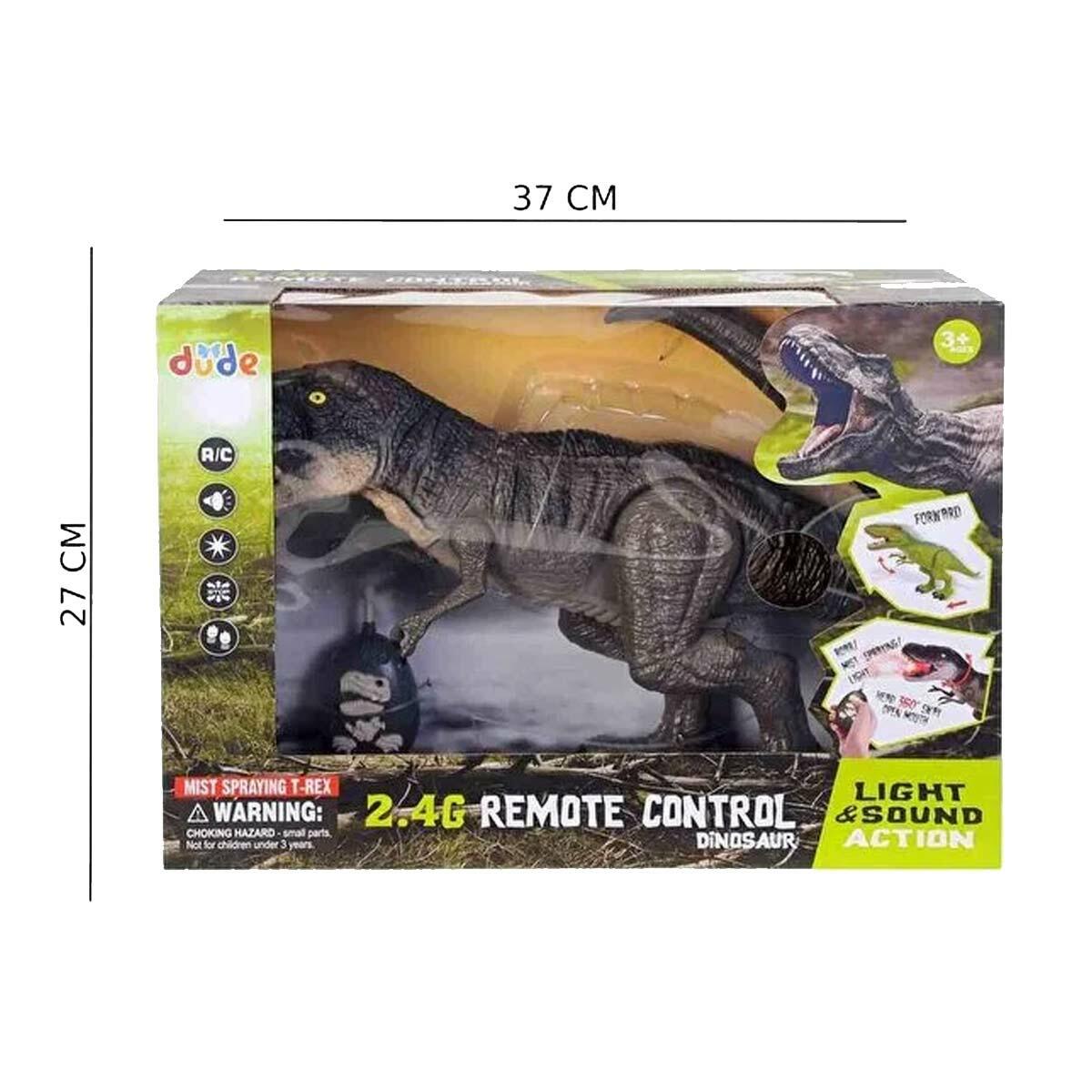 Uzaktan Kumandalı T-Rex Dinozor 45 CM | Buhar Çıkartan Sesli Işıklı Yürüyen Dev Figür | USB Şarjlı Prehistorik Canavar