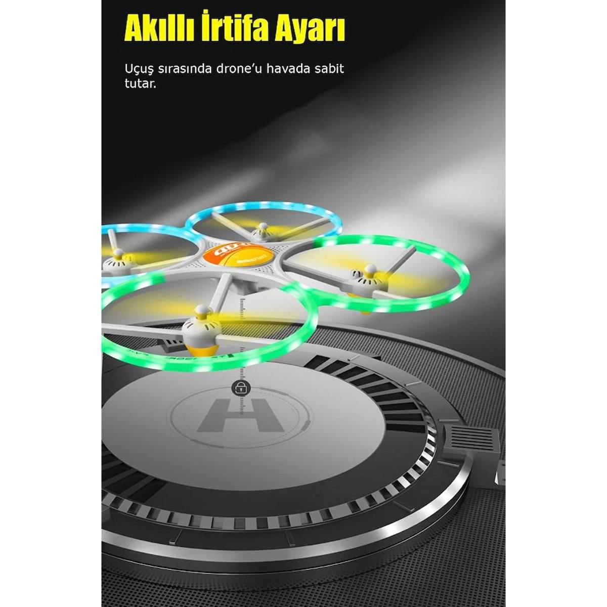 Uzaktan Kumandalı Mavi LED Işıklı Başlangıç Seviye Drone Quadcopter