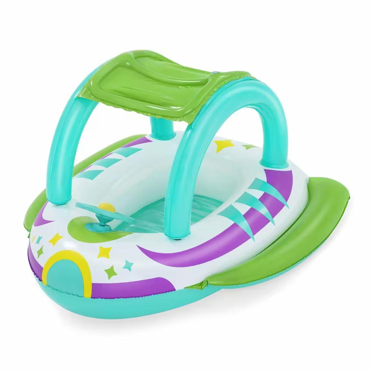 Bestway Sevimli Uzay Gemisi Desenli Gölgelikli Şişme Çocuk Botu | UV Careful Güneşlikli Bebek Ve Çocuk Botu | Güvenli Havuz Oyuncağı