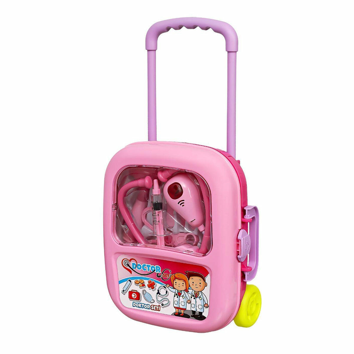 Zeytoys Valizli Doktor Seti Pembe | Işıklı Steteskoplu Eğitici Oyuncak | Taşınabilir Doktor Çantası