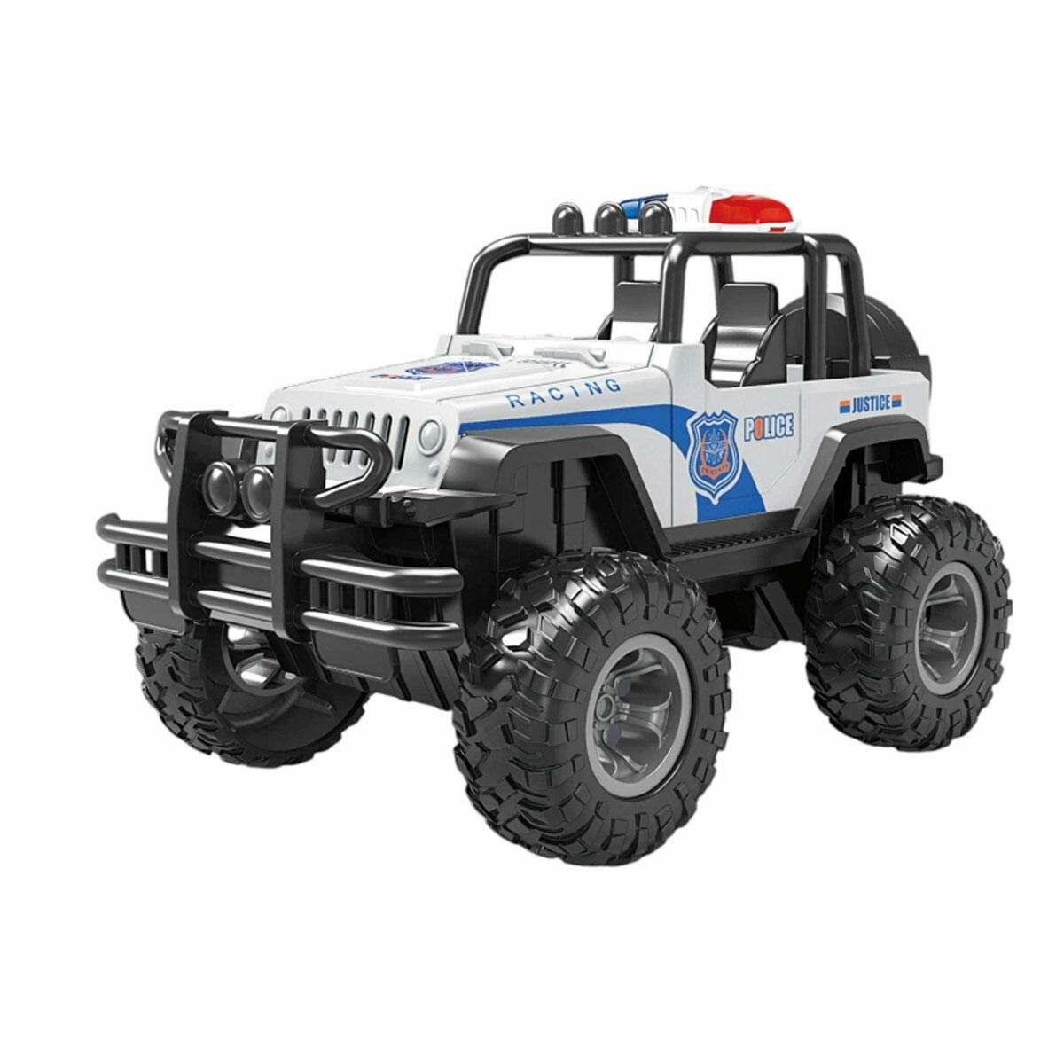 Vardem 1:28 Çek Bırak Üstü Açık Bigfoot Off-Road Polis Jeep | 14 cm Kauçuk Lastikli Dev Tekerlekli Macera Aracı | 3 Renk Seçeneği