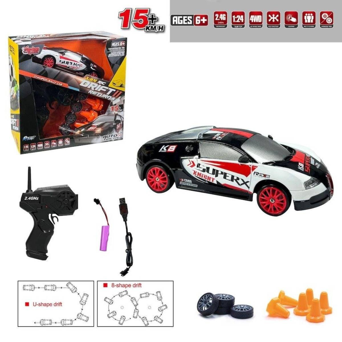 Uzaktan Kumandalı Şarjlı 1:24 Drift Araba 1:24